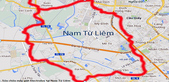 địa bàn quận nam từ liêm