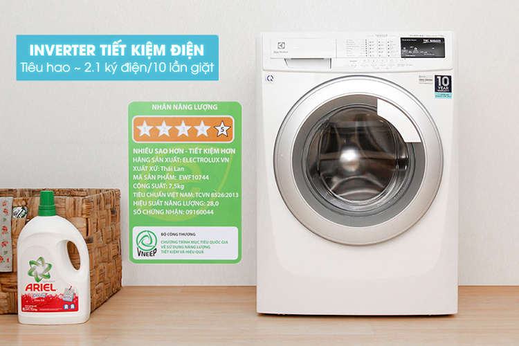 Máy Giặt Cửa Ngang Inverter Electrolux EWF10744 (7.5 Kg)